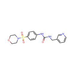 O=C(NCc1cccnc1)Nc1ccc(S(=O)(=O)N2CCOCC2)cc1 ZINC000053250441