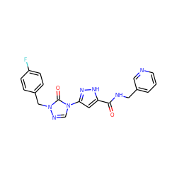 O=C(NCc1cccnc1)c1cc(-n2cnn(Cc3ccc(F)cc3)c2=O)n[nH]1 ZINC000068251180