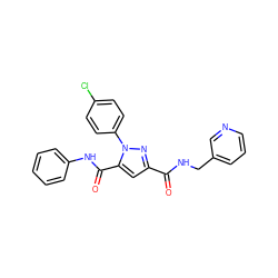 O=C(NCc1cccnc1)c1cc(C(=O)Nc2ccccc2)n(-c2ccc(Cl)cc2)n1 ZINC000013491663