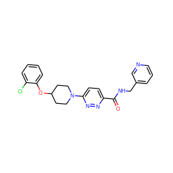 O=C(NCc1cccnc1)c1ccc(N2CCC(Oc3ccccc3Cl)CC2)nn1 ZINC000028655387