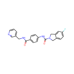 O=C(NCc1cccnc1)c1ccc(NC(=O)N2Cc3ccc(F)cc3C2)cc1 ZINC000166663797