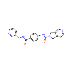 O=C(NCc1cccnc1)c1ccc(NC(=O)N2Cc3ccncc3C2)cc1 ZINC000166379868