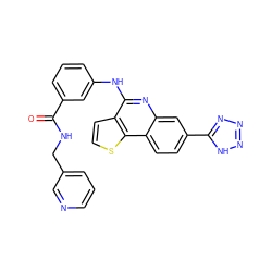 O=C(NCc1cccnc1)c1cccc(Nc2nc3cc(-c4nnn[nH]4)ccc3c3sccc23)c1 ZINC000167785830