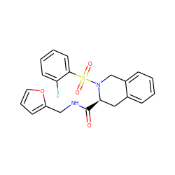 O=C(NCc1ccco1)[C@@H]1Cc2ccccc2CN1S(=O)(=O)c1ccccc1F ZINC000002621614