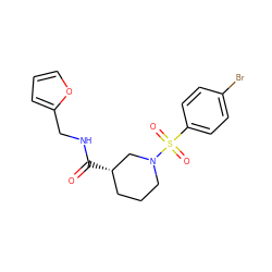 O=C(NCc1ccco1)[C@H]1CCCN(S(=O)(=O)c2ccc(Br)cc2)C1 ZINC000002885362