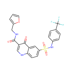 O=C(NCc1ccco1)c1c[nH]c2ccc(S(=O)(=O)Nc3ccc(C(F)(F)F)cc3)cc2c1=O ZINC000169312835