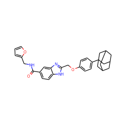 O=C(NCc1ccco1)c1ccc2[nH]c(COc3ccc(C45CC6CC(CC(C6)C4)C5)cc3)nc2c1 ZINC000095562602