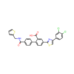 O=C(NCc1cccs1)c1ccc(-c2ccc(-c3nc(-c4ccc(Cl)c(Cl)c4)cs3)cc2C(=O)O)cc1 ZINC000205061833