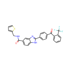 O=C(NCc1cccs1)c1ccc2[nH]c(-c3ccc(C(=O)c4ccccc4C(F)(F)F)cc3)nc2c1 ZINC000043203167