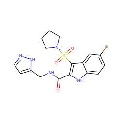 O=C(NCc1ccn[nH]1)c1[nH]c2ccc(Br)cc2c1S(=O)(=O)N1CCCC1 ZINC000029038995