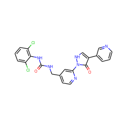 O=C(NCc1ccnc(-n2[nH]cc(-c3cccnc3)c2=O)c1)Nc1c(Cl)cccc1Cl ZINC000043195433