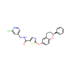 O=C(NCc1ccnc(Cl)c1)c1cnc(Oc2ccc3c(c2)CC[C@@H](c2ccccc2)O3)s1 ZINC000169710479