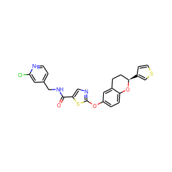 O=C(NCc1ccnc(Cl)c1)c1cnc(Oc2ccc3c(c2)CC[C@@H](c2ccsc2)O3)s1 ZINC000169710631