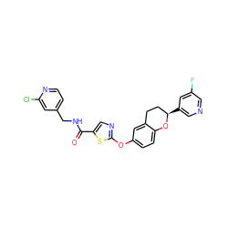 O=C(NCc1ccnc(Cl)c1)c1cnc(Oc2ccc3c(c2)CC[C@@H](c2cncc(F)c2)O3)s1 ZINC000169710648