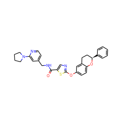 O=C(NCc1ccnc(N2CCCC2)c1)c1cnc(Oc2ccc3c(c2)CC[C@@H](c2ccccc2)O3)s1 ZINC000169710459