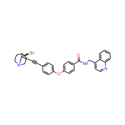 O=C(NCc1ccnc2ccccc12)c1ccc(Oc2ccc(C#C[C@]3(O)CN4CCC3CC4)cc2)cc1 ZINC000073223205