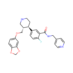 O=C(NCc1ccncc1)c1cc([C@@H]2CCNC[C@H]2COc2ccc3c(c2)OCO3)ccc1F ZINC001772623625