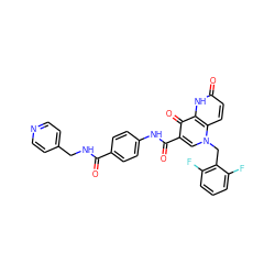 O=C(NCc1ccncc1)c1ccc(NC(=O)c2cn(Cc3c(F)cccc3F)c3ccc(=O)[nH]c3c2=O)cc1 ZINC000073157782