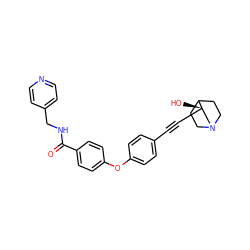 O=C(NCc1ccncc1)c1ccc(Oc2ccc(C#C[C@@]3(O)CN4CCC3CC4)cc2)cc1 ZINC000072173370