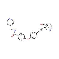 O=C(NCc1ccncc1)c1ccc(Oc2ccc(C#C[C@]3(O)CN4CCC3CC4)cc2)cc1 ZINC000066166908