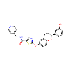 O=C(NCc1ccncc1)c1cnc(Oc2ccc3c(c2)CC[C@@H](c2cccc(O)c2)O3)s1 ZINC000169710613