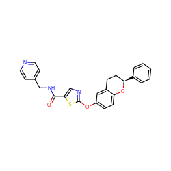 O=C(NCc1ccncc1)c1cnc(Oc2ccc3c(c2)CC[C@@H](c2ccccc2)O3)s1 ZINC000169710413