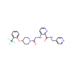 O=C(NCc1ccncc1)c1ncccc1NCC(=O)N1CCC(Oc2ccccc2C(F)(F)F)CC1 ZINC000028704866