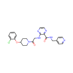 O=C(NCc1ccncc1)c1nccnc1NCC(=O)N1CCC(Oc2ccccc2Cl)CC1 ZINC000028704900