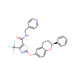 O=C(NCc1ccncc1)c1sc(Oc2ccc3c(c2)CC[C@@H](c2ccccc2)O3)nc1C(F)(F)F ZINC000169710467