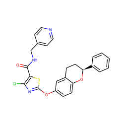 O=C(NCc1ccncc1)c1sc(Oc2ccc3c(c2)CC[C@@H](c2ccccc2)O3)nc1Cl ZINC000169710617