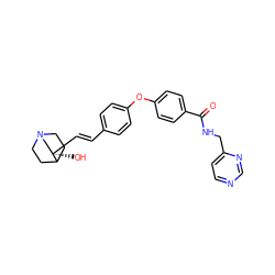 O=C(NCc1ccncn1)c1ccc(Oc2ccc(/C=C/[C@]3(O)CN4CCC3CC4)cc2)cc1 ZINC000072173295