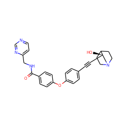 O=C(NCc1ccncn1)c1ccc(Oc2ccc(C#C[C@@]3(O)CN4CCC3CC4)cc2)cc1 ZINC000072173136