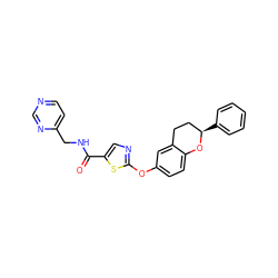 O=C(NCc1ccncn1)c1cnc(Oc2ccc3c(c2)CC[C@@H](c2ccccc2)O3)s1 ZINC000169710469