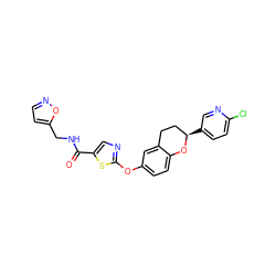 O=C(NCc1ccno1)c1cnc(Oc2ccc3c(c2)CC[C@@H](c2ccc(Cl)nc2)O3)s1 ZINC000169710678