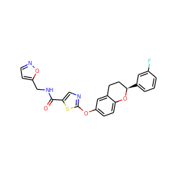 O=C(NCc1ccno1)c1cnc(Oc2ccc3c(c2)CC[C@@H](c2cccc(F)c2)O3)s1 ZINC000169710492