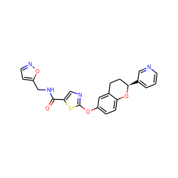 O=C(NCc1ccno1)c1cnc(Oc2ccc3c(c2)CC[C@@H](c2cccnc2)O3)s1 ZINC000169710508