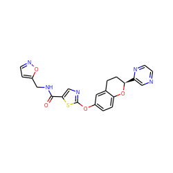 O=C(NCc1ccno1)c1cnc(Oc2ccc3c(c2)CC[C@@H](c2cnccn2)O3)s1 ZINC000169710697