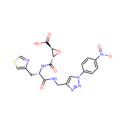 O=C(NCc1cn(-c2ccc([N+](=O)[O-])cc2)nn1)[C@H](Cc1cscn1)NC(=O)[C@H]1O[C@@H]1C(=O)O ZINC000096917553