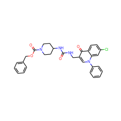 O=C(NCc1cn(-c2ccccc2)c2cc(Cl)ccc2c1=O)NC1CCN(C(=O)OCc2ccccc2)CC1 ZINC000096170285