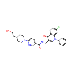 O=C(NCc1cn(-c2ccccc2)c2cc(Cl)ccc2c1=O)c1ccc(N2CCC(CCO)CC2)nc1 ZINC000096170155