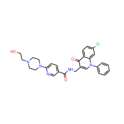 O=C(NCc1cn(-c2ccccc2)c2cc(Cl)ccc2c1=O)c1ccc(N2CCN(CCO)CC2)nc1 ZINC000096170175