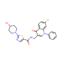 O=C(NCc1cn(-c2ccccc2)c2cc(Cl)ccc2c1=O)c1cnc(N2CCC(O)CC2)s1 ZINC000096170186