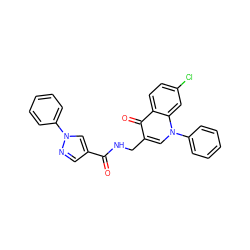 O=C(NCc1cn(-c2ccccc2)c2cc(Cl)ccc2c1=O)c1cnn(-c2ccccc2)c1 ZINC000096170127