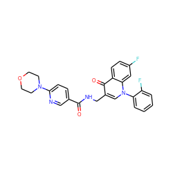 O=C(NCc1cn(-c2ccccc2F)c2cc(F)ccc2c1=O)c1ccc(N2CCOCC2)nc1 ZINC000096170200