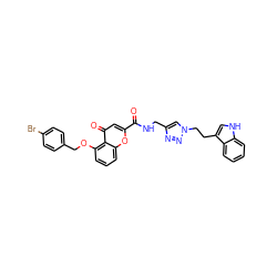 O=C(NCc1cn(CCc2c[nH]c3ccccc23)nn1)c1cc(=O)c2c(OCc3ccc(Br)cc3)cccc2o1 ZINC000103256581