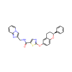 O=C(NCc1cn2ccccc2n1)c1cnc(Oc2ccc3c(c2)CC[C@@H](c2ccccc2)O3)s1 ZINC000169710484