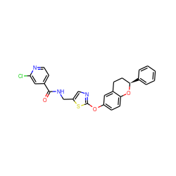 O=C(NCc1cnc(Oc2ccc3c(c2)CC[C@@H](c2ccccc2)O3)s1)c1ccnc(Cl)c1 ZINC000169710527