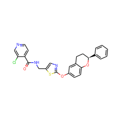 O=C(NCc1cnc(Oc2ccc3c(c2)CC[C@@H](c2ccccc2)O3)s1)c1ccncc1Cl ZINC000169710545