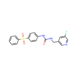 O=C(NCc1cncc(F)c1)Nc1ccc(S(=O)(=O)c2ccccc2)cc1 ZINC000096271696