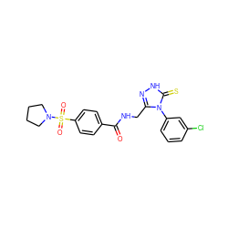 O=C(NCc1n[nH]c(=S)n1-c1cccc(Cl)c1)c1ccc(S(=O)(=O)N2CCCC2)cc1 ZINC000006498288